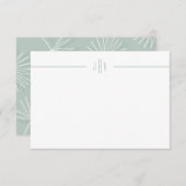 グリーンパームリーフモノグラムミニマルノートカード サンキューカード (正面/裏面)