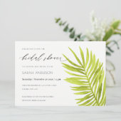 グリーンパームリーフ水彩画の葉のブライダルシャワー 招待状 (スタンド正面)