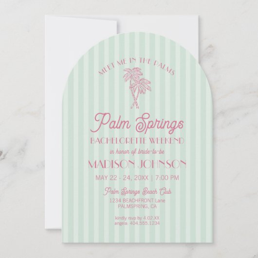 グリーンパーム春パステルビーチバチェロレッテ 招待状 (正面)