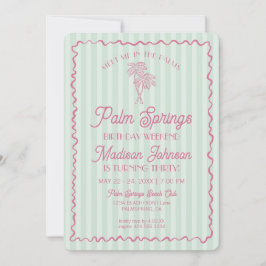 グリーンパーム春パステルビーチ誕生日ウィークエンド 招待状