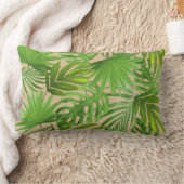 グリーンパーム葉ズオンベージュランバーピロー ランバークッション (ブランケット)