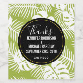 グリーンパーム葉ズトロピカルパタ結婚ーン感謝していズ ワインラベル (シングルラベル)