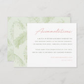 グリーンパーム葉ズトロピカル結婚ホテル エンクロージャーカード (正面/裏面)