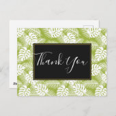 グリーンパーム葉ズ雨の森のパターンありがとう ポストカード (正面/裏面)