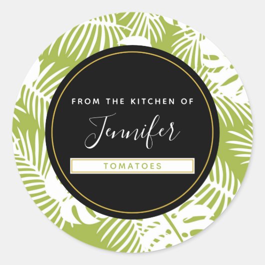 グリーンパーム葉ズ雨の森パターンキッチン ラウンドシール (正面)