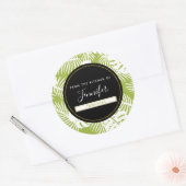 グリーンパーム葉ズ雨の森パターンキッチン ラウンドシール (封筒)