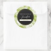 グリーンパーム葉ズ雨の森パターンキッチン ラウンドシール (バッグ)