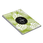 グリーンパーム葉ズ雨林パターンモノグラム ノートブック (右側)
