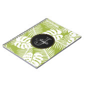 グリーンパーム葉ズ雨林パターンモノグラム ノートブック (左側)