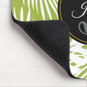 グリーンパーム葉ズ雨林パターンモノグラム マウスパッド (コーナー)