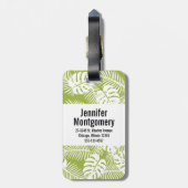グリーンパーム葉ズ雨林パターンモノグラム ラゲッジタグ (裏面縦)