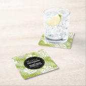 グリーンパーム葉ズ雨林パタ結婚ーン スクエアペーパーコースター (インサイチュ)