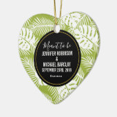 グリーンパーム葉ズ雨林パタ結婚ーン セラミックオーナメント (左)