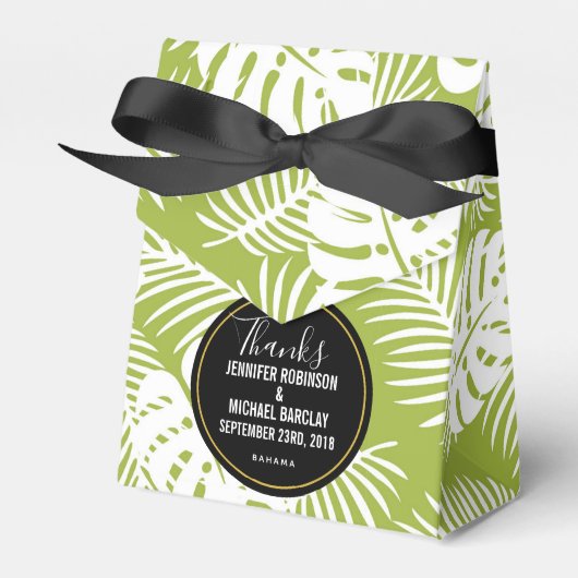 グリーンパーム葉ズ雨林パタ結婚ーン フェイバーボックス (正面サイド)