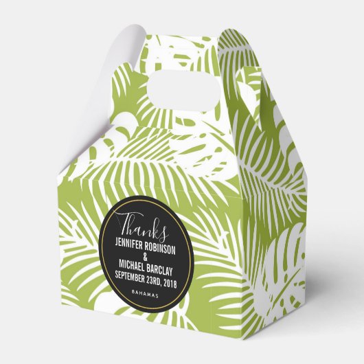 グリーンパーム葉ズ雨林パタ結婚ーン フェイバーボックス (正面サイド)