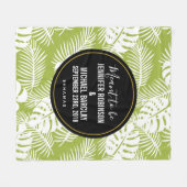 グリーンパーム葉ズ雨林パタ結婚ーン フリースブランケット (正面(横))