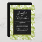 グリーンパーム葉ズ雨林パタ結婚ーン 招待状 (正面/裏面)