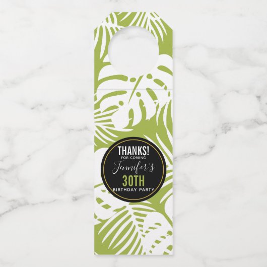 グリーンパーム葉ズ雨森パターン誕生日 ボトルネックタグ (正面)