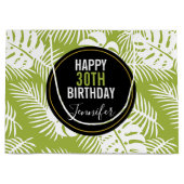 グリーンパーム葉ズ雨森パターン誕生日 ラージペーパーバッグ (正面)