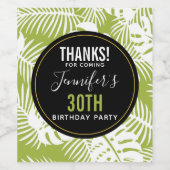 グリーンパーム葉ズ雨森パターン誕生日 ワインラベル (シングルラベル)