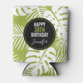 グリーンパーム葉ズ雨森パターン誕生日 缶クーラー (正面)