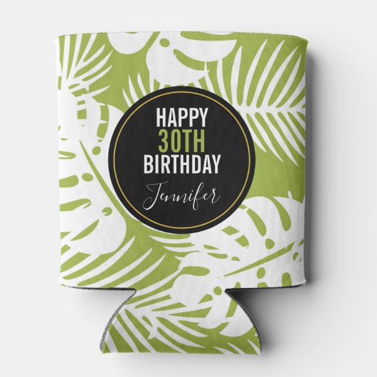 グリーンパーム葉ズ雨森パターン誕生日 缶クーラー (裏面)