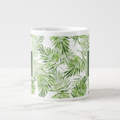 グリーンパーム葉ズ|モノグラム ジャンボコーヒーマグカップ (正面)