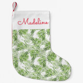 グリーンパーム葉ズ|名前の追加 スモールクリスマスストッキング (正面)