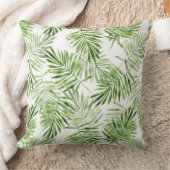 グリーンパーム葉ズ。水彩模様 クッション (ブランケット)