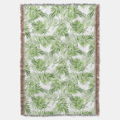 グリーンパーム葉ズ。水彩模様 スローブランケット (正面縦)