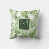 グリーンパーム葉 |モノグラム クッション (裏面)
