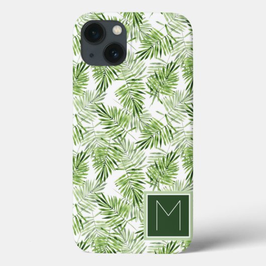 グリーンパーム葉 |モノグラム Case-Mate iPhoneケース (裏面)