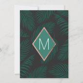 グリーンパーム離れツリーバラブラック金ゴールド卒業 招待状 (裏面)