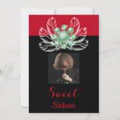 グリーンパールダイヤモンドブローチホワイトフェザー&写真 招待状 (正面)