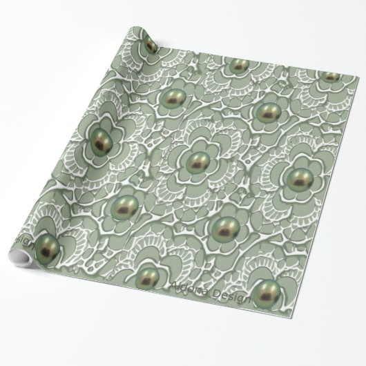 グリーンパール柄ギフト包装 ラッピングペーパー (アンロールド)
