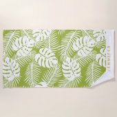 グリーンパ葉ームの雨林のパタパーソナライズされたーン ビーチタオル (正面)