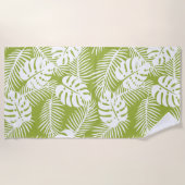 グリーンパ葉ームズ雨林パターン ビーチタオル (正面)