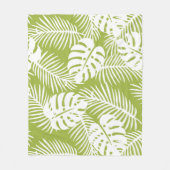 グリーンパ葉ームズ雨林パターン フリースブランケット (正面)