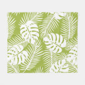 グリーンパ葉ームズ雨林パターン フリースブランケット (正面(横))