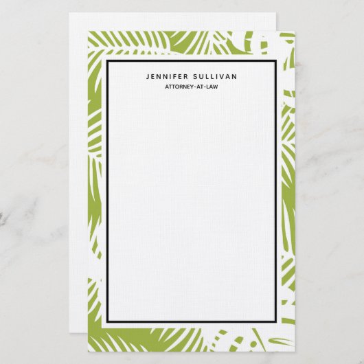 グリーンパ葉ームズ雨林パターン 便箋 (正面/裏面)