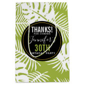 グリーンパ葉ームージャングルパターン誕生日感謝してい ミディアムペーパーバッグ (正面)