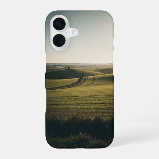 グリーンヒルのヴィンテージな田舎風景 iPhone 16ケース (裏面)