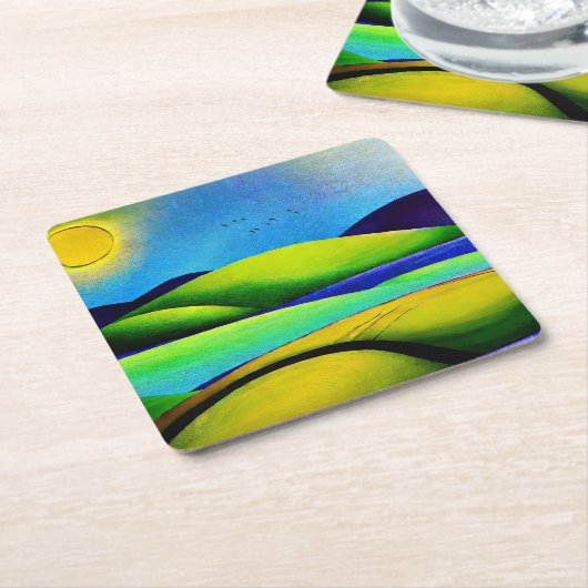 グリーンヒルズランドスケープ スクエアペーパーコースター (アングル)