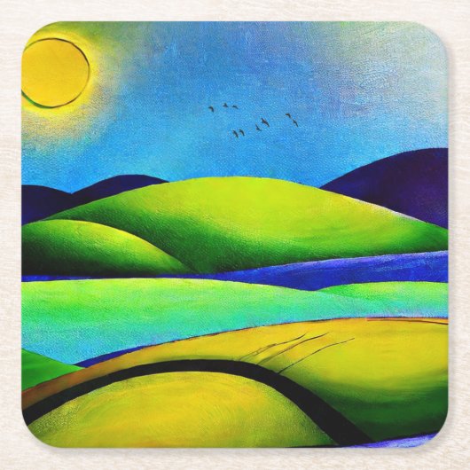 グリーンヒルズランドスケープ スクエアペーパーコースター (正面)