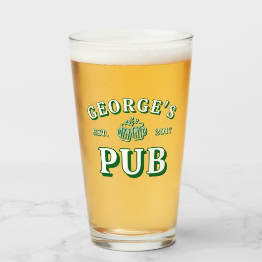 グリーンビアグラスあなたのパブの年を確立 タンブラーグラス (ドリンク正面)