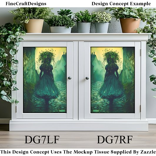 グリーンビクトリアンドレスの女の子DG7LFデクページ 薄葉紙