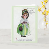 グリーンビクトリアン・セント・パトリック・デイ・カードのドニング カード (黄色い花)