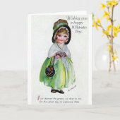 グリーンビクトリアン・セント・パトリック・デイ・カードのドニング カード (黄色い花)