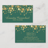 グリーンビジネスカード上のゴールドフォイル紙吹雪 名刺 (正面/裏面)