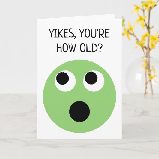 グリーンビックおもしろいル顔絵文字誕生日 カード (黄色い花)